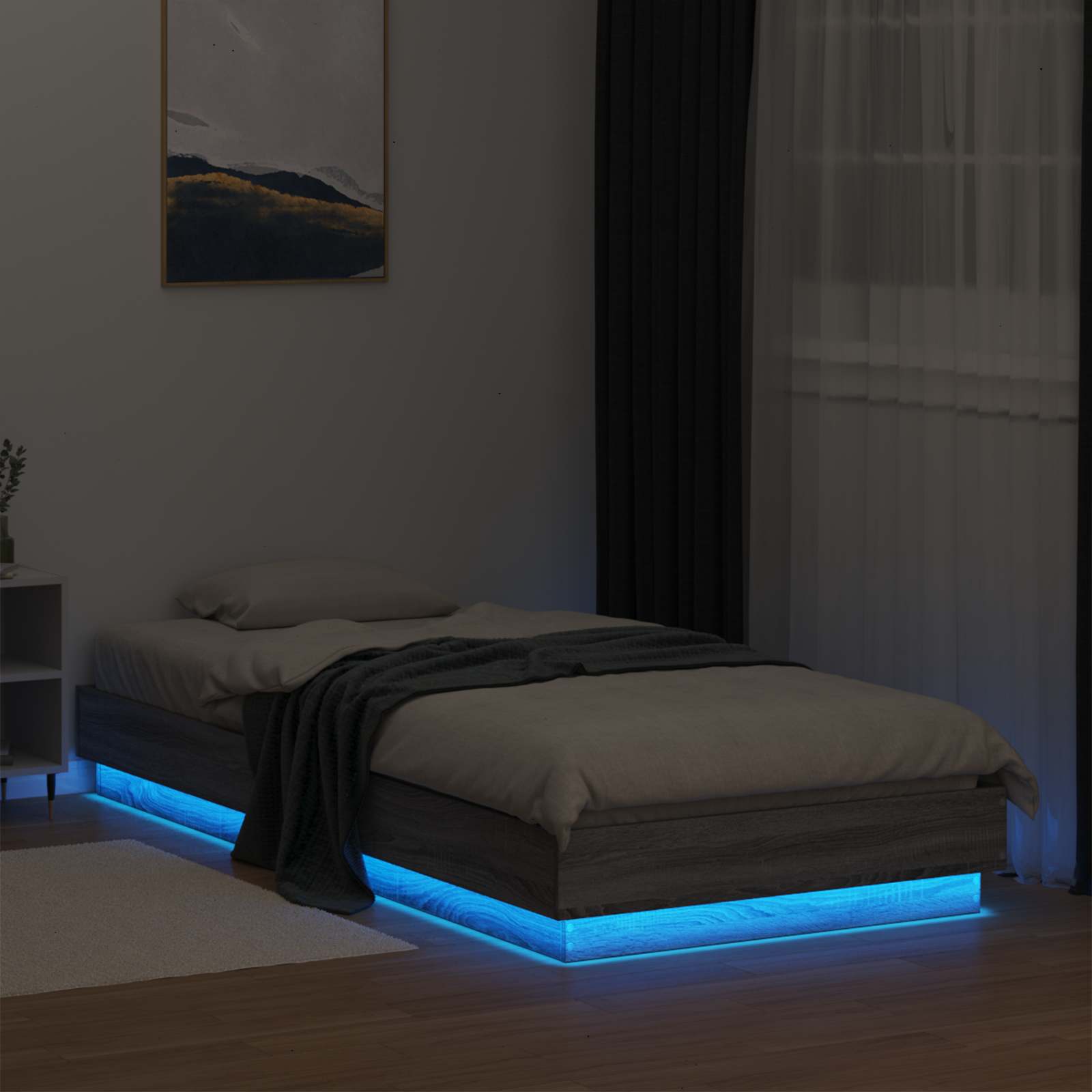 Postelový Rám S Led Šedý Sonoma 80 X 200 Cm Kompozitní Dřevo