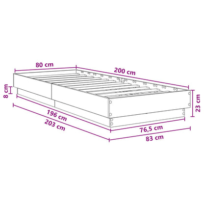 Postelový Rám S Led Betonově Šedá 80 X 200 Cm Kompozitní Dřevo