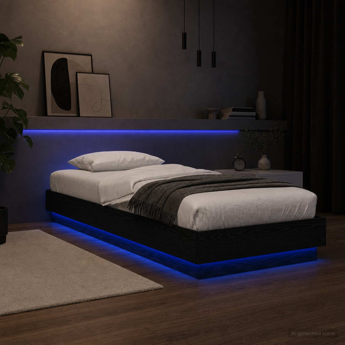 Postelový Rám S Led Černý Dub 80 X 200 Cm Kompozitní Dřevo