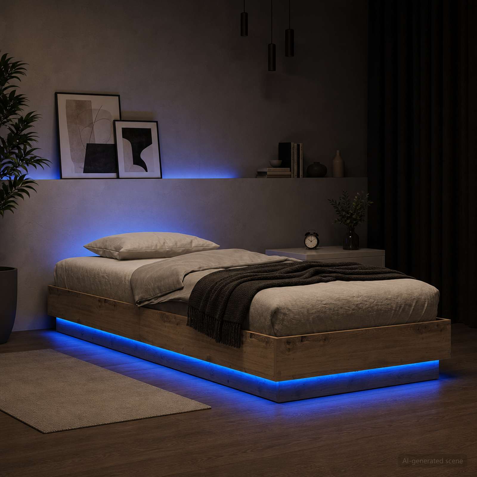 Postelový Rám S Led Dub Artisan 80 X 200 Cm Kompozitní Dřevo