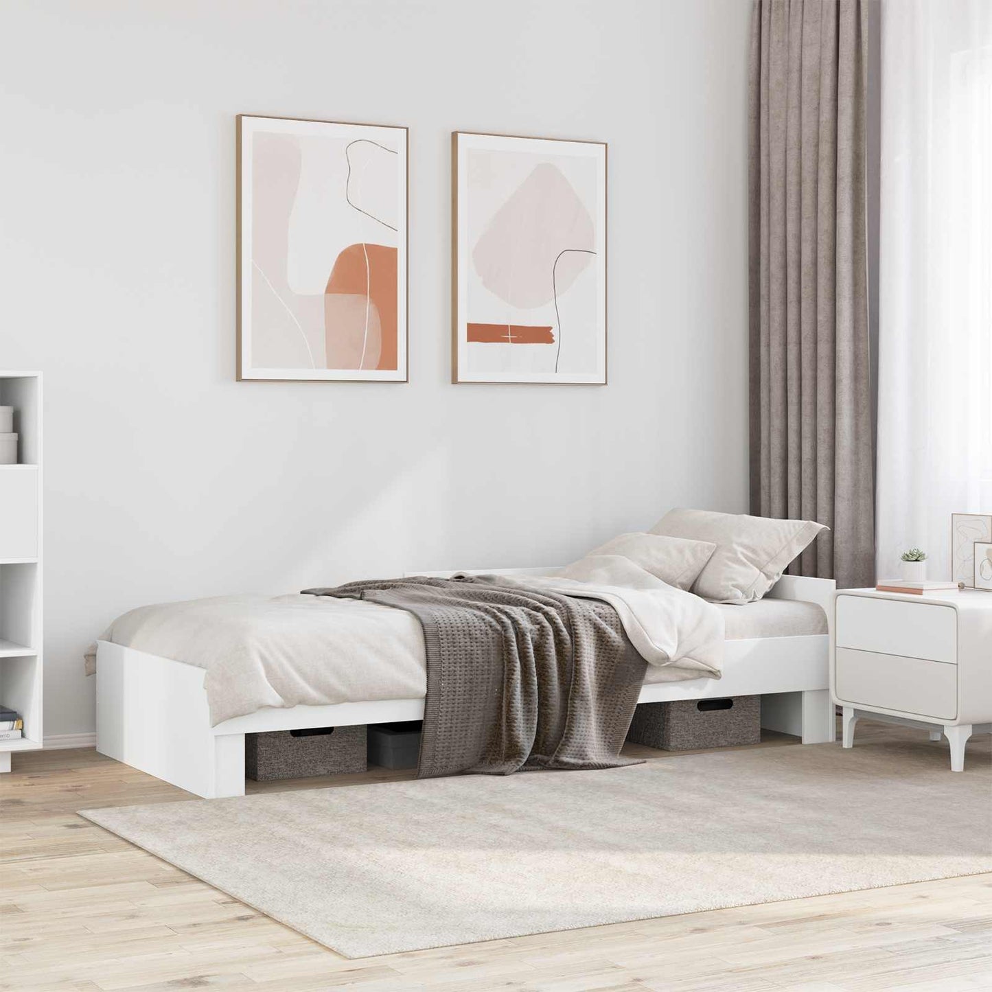 Rám Postele S Čelem Bílá 80 X 200 Cm Kompozitní Dřevo