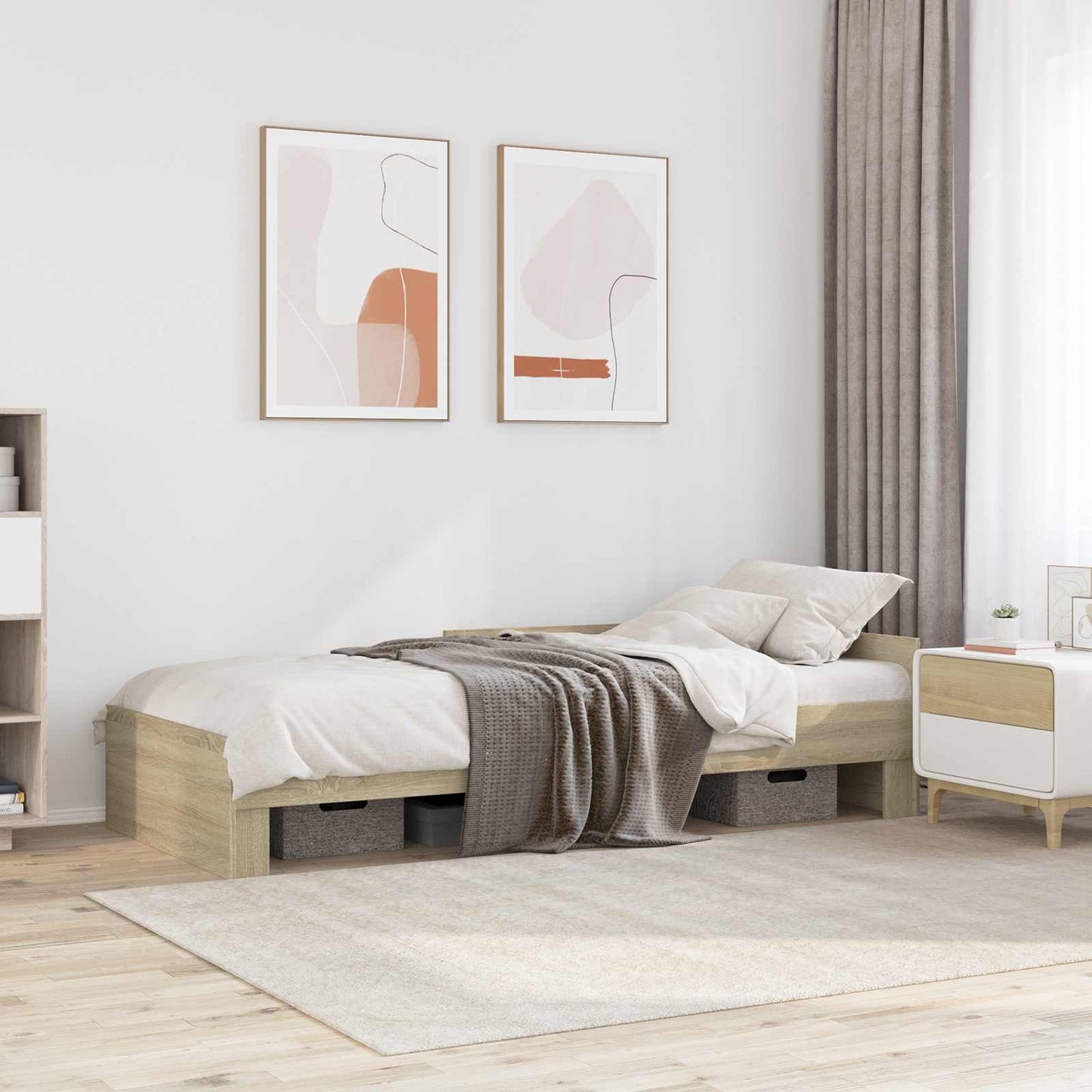 Rám Postele S Čelem Dub Sonoma 80 X 200 Cm Kompozitní Dřevo