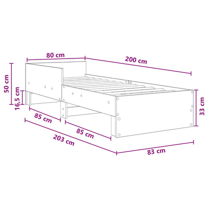 Rám Postele S Čelem Šedý Sonoma 80 X 200 Cm Kompozitní Dřevo