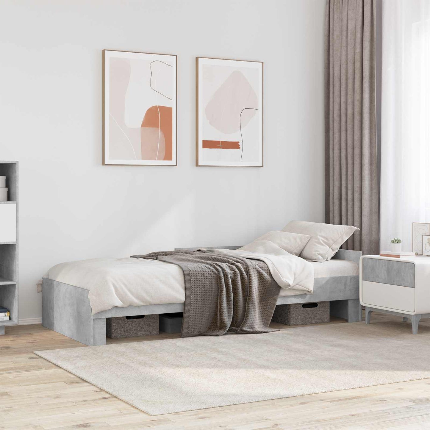 Rám Postele S Čelem Betonově Šedá 80 X 200 Cm Kompozitní Dřevo