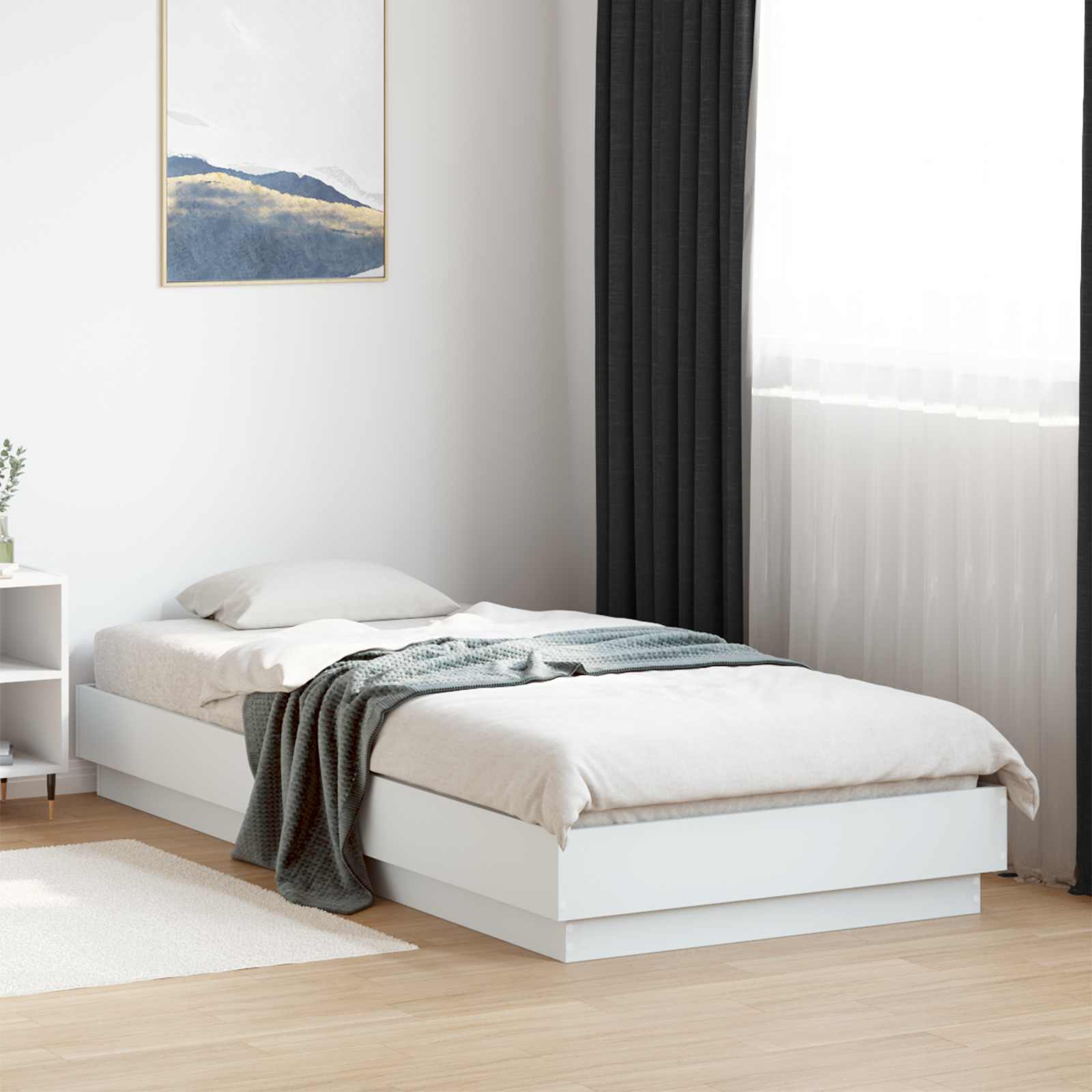 Postel Na Podlaze Bílá 80 X 200 Cm Kompozitní Dřevo