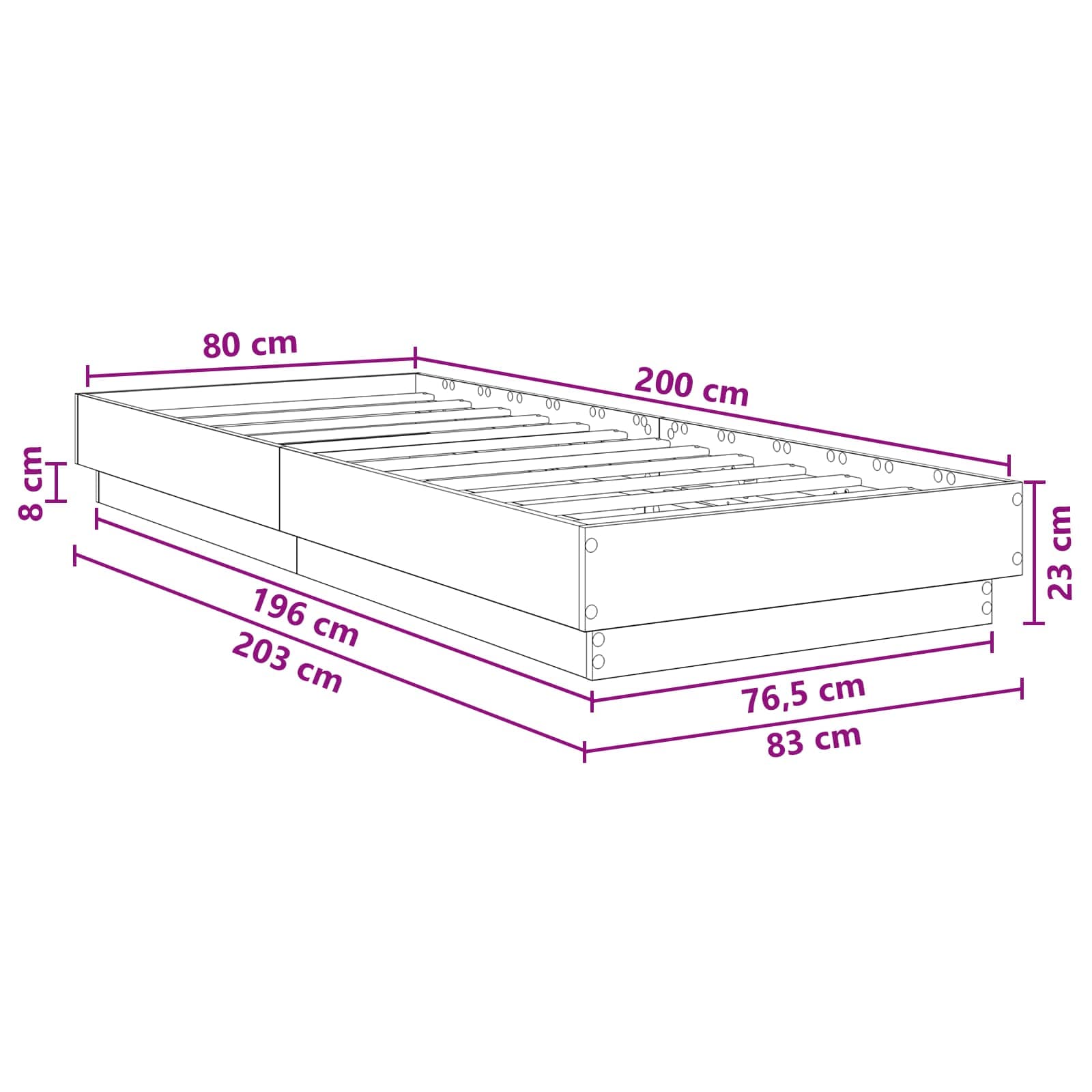 Postel Na Podlaze Bílá 80 X 200 Cm Kompozitní Dřevo