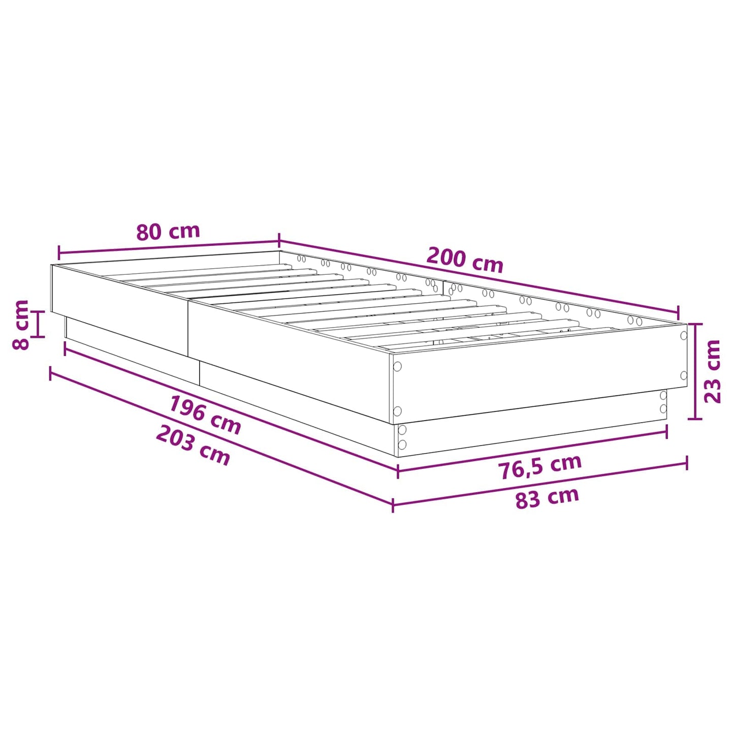 Postel Na Podlaze Dub Sonoma 80 X 200 Cm Kompozitní Dřevo