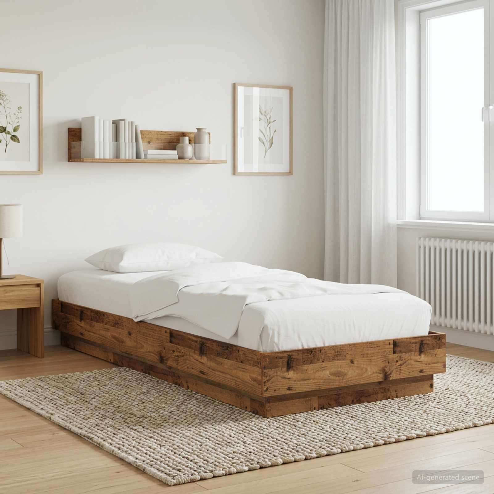Postel Na Podlaze Staré Dřevo 80 X 200 Cm Kompozitní Dřevo