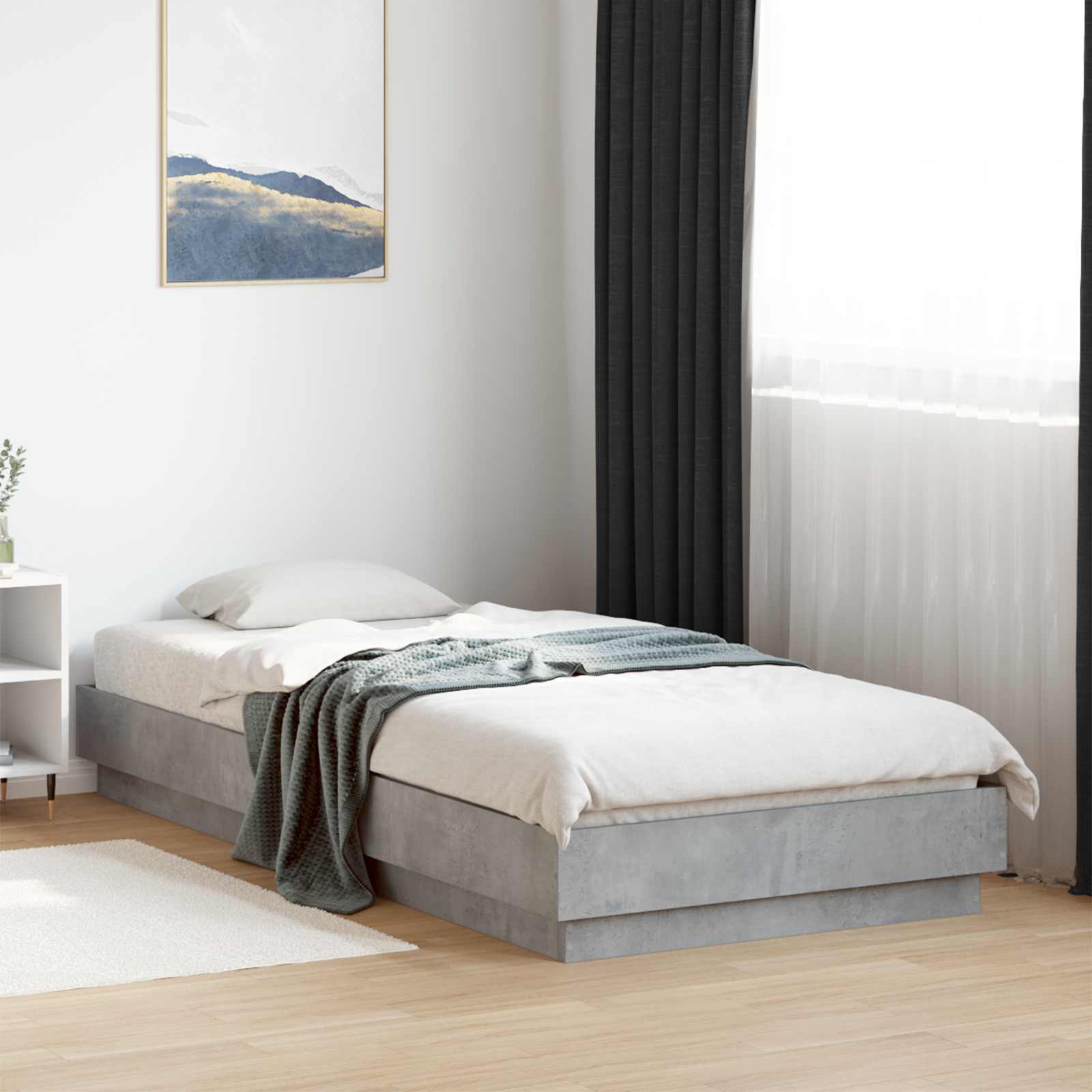Postel Na Podlaze Betonově Šedá 80 X 200 Cm Kompozitní Dřevo