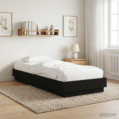 Postel Na Podlaze Černý Dub 80 X 200 Cm Kompozitní Dřevo