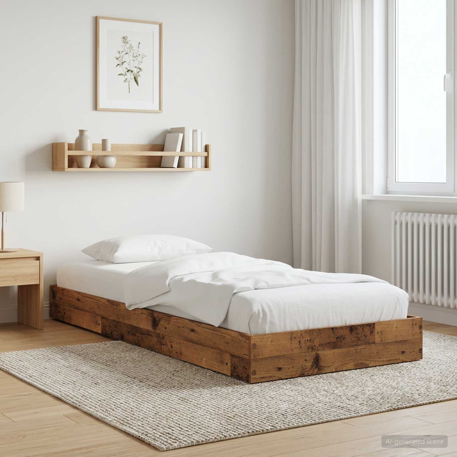 Postel Na Podlaze Staré Dřevo 80 X 200 Cm Kompozitní Dřevo