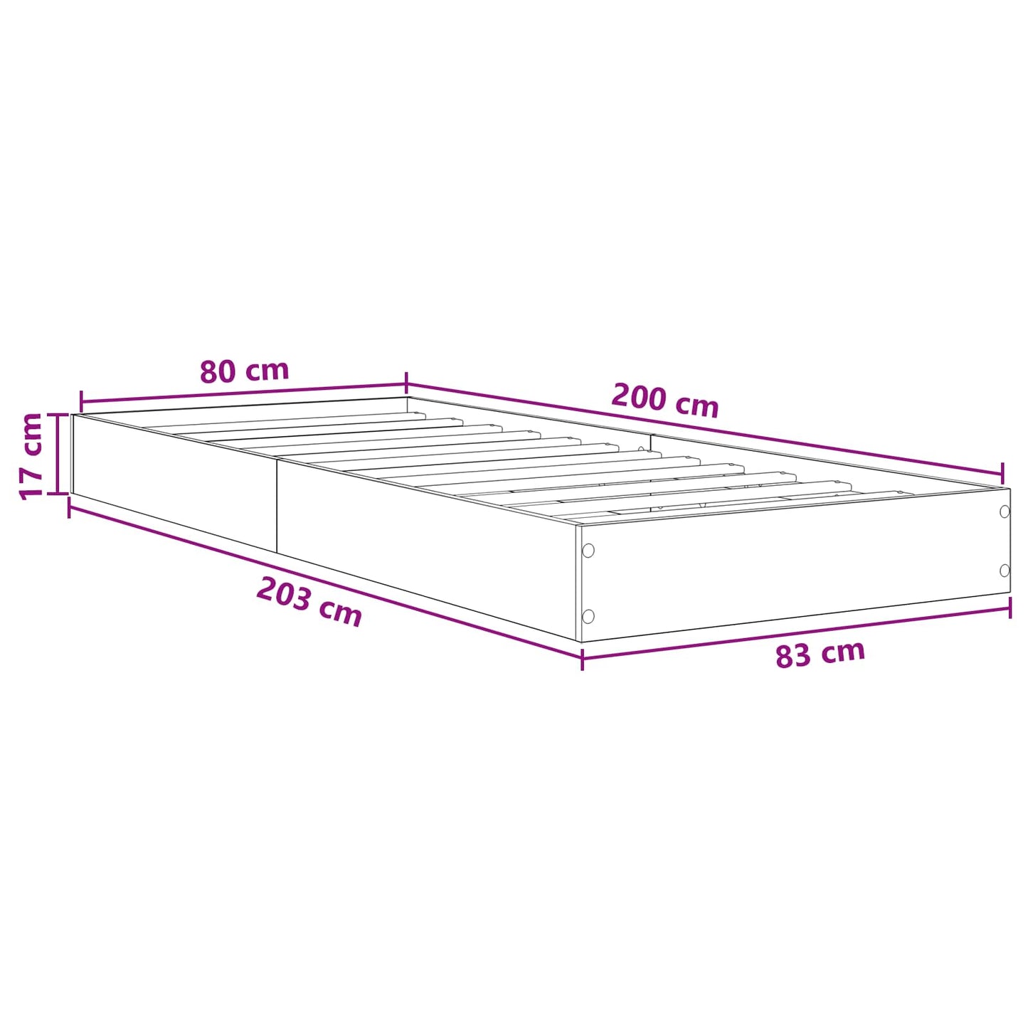 Postel Na Podlaze Šedý Sonoma 80 X 200 Cm Kompozitní Dřevo