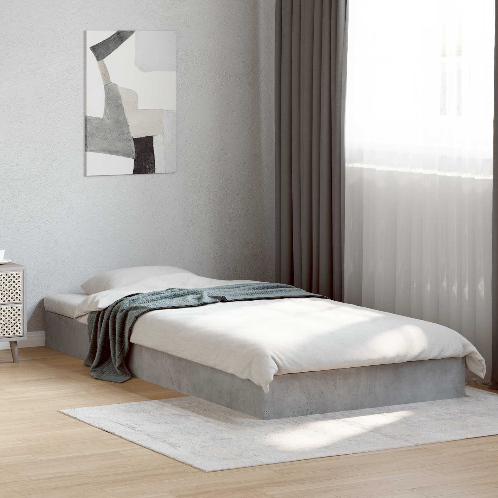 Postel Na Podlaze Betonově Šedá 80 X 200 Cm Kompozitní Dřevo