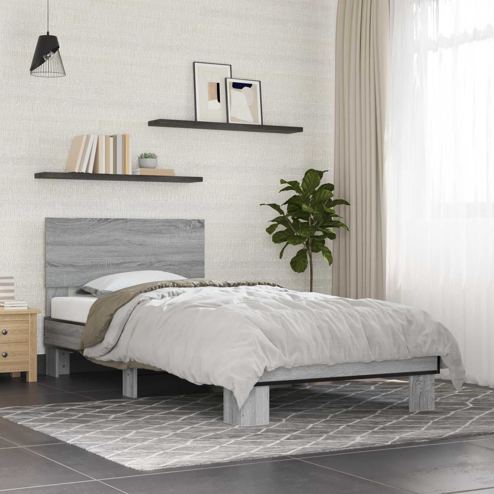 Rám Postele S Čelem Šedý Sonoma 80 X 200 Cm Kompozitní Dřevo