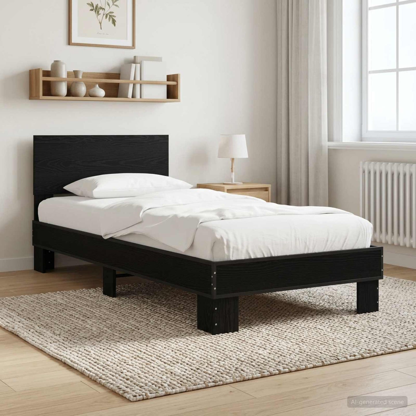 Rám Postele S Čelem Černý Dub 80 X 200 Cm Kompozitní Dřevo