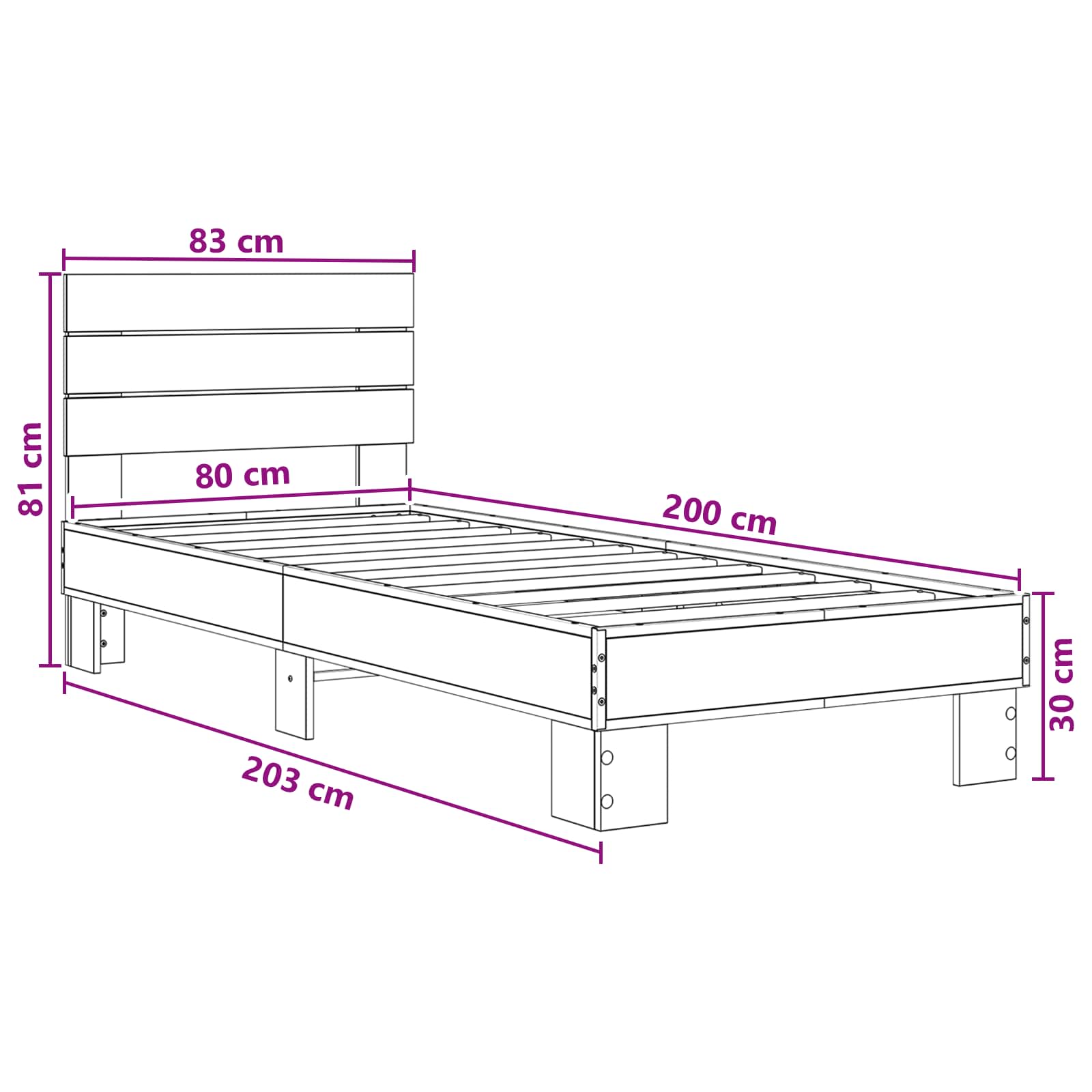 Rám Postele S Čelem Dub Sonoma 80 X 200 Cm Kompozitní Dřevo