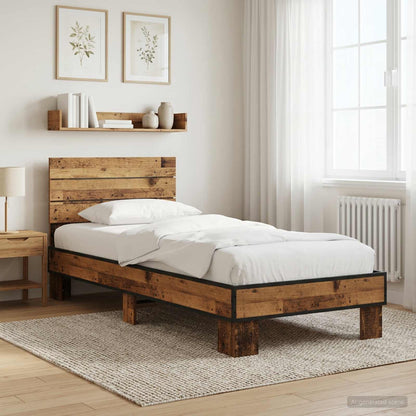 Rám Postele S Čelem Staré Dřevo 80 X 200 Cm Kompozitní Dřevo
