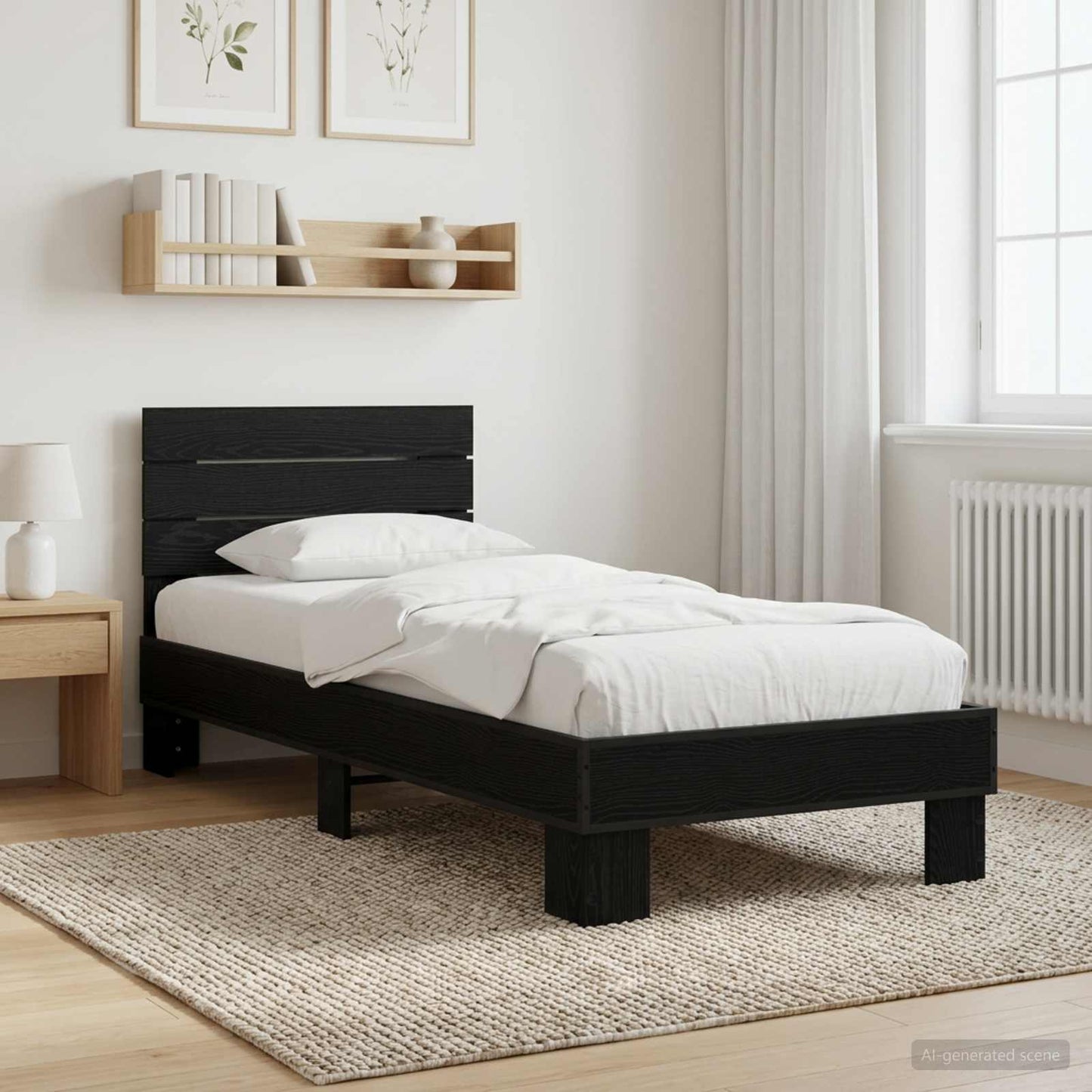 Rám Postele S Čelem Černý Dub 80 X 200 Cm Kompozitní Dřevo