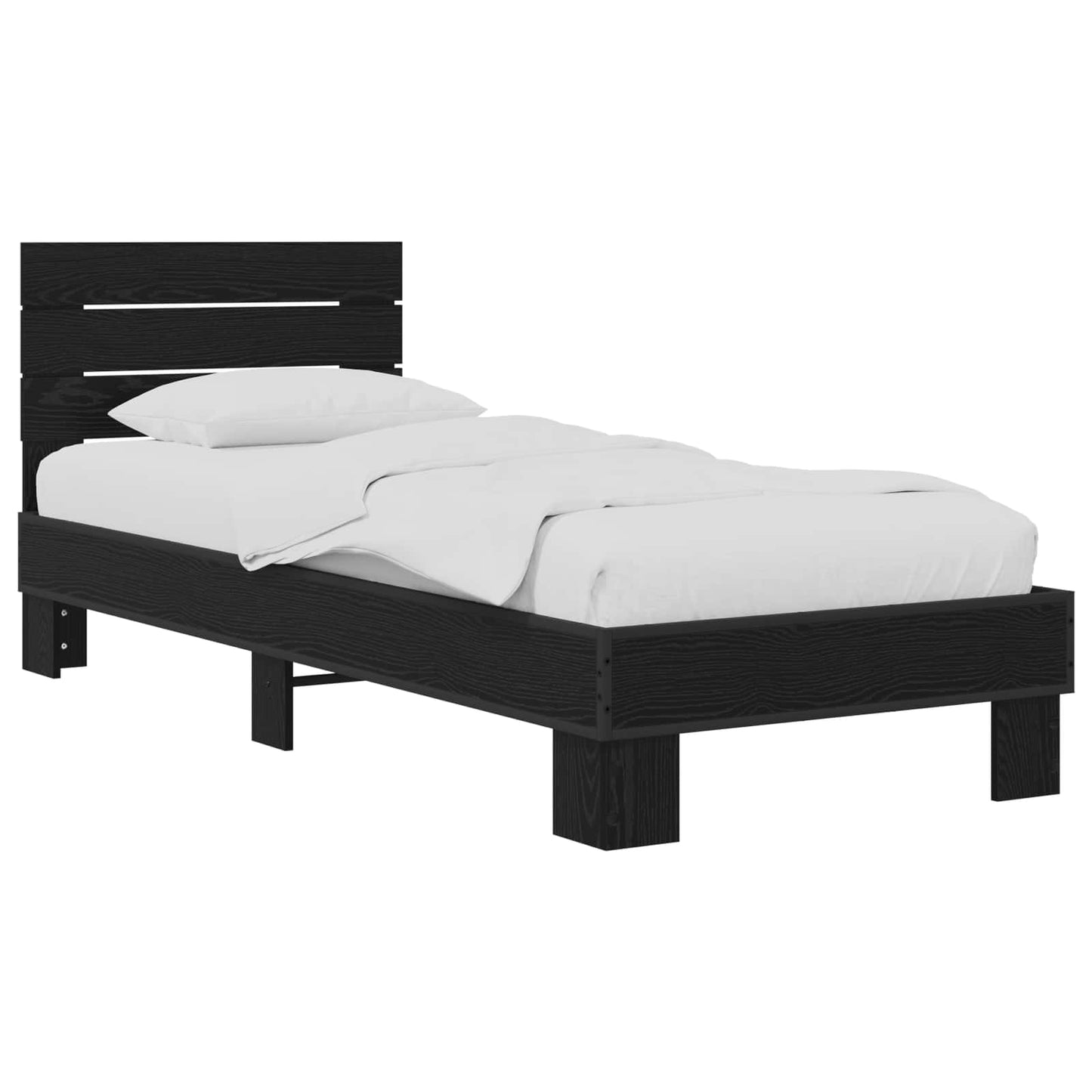 Rám Postele S Čelem Černý Dub 80 X 200 Cm Kompozitní Dřevo
