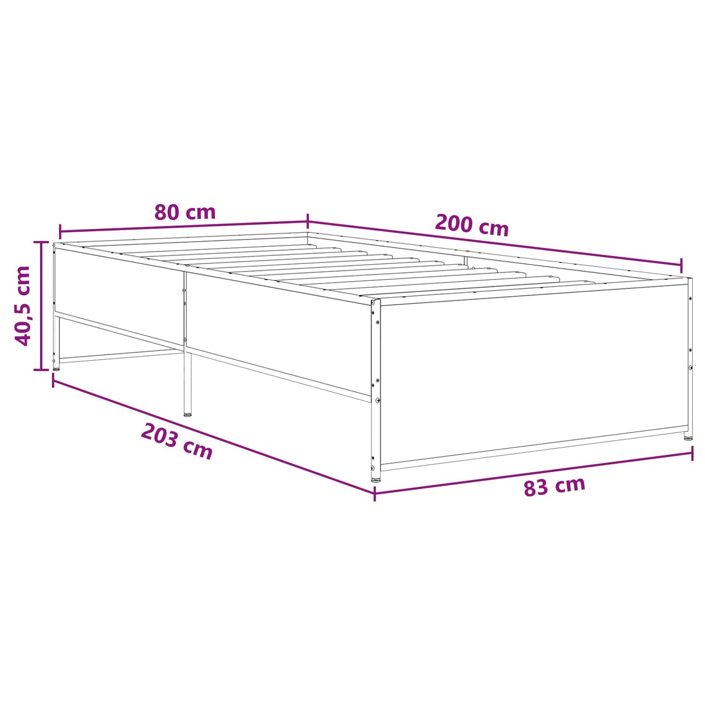 Rám Postele Dub Sonoma 80 X 200 Cm Kompozitní Dřevo