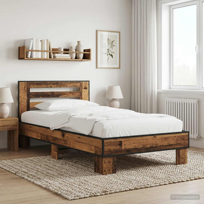 Rám Postele S Čelem Staré Dřevo 80 X 200 Cm Kompozitní Dřevo