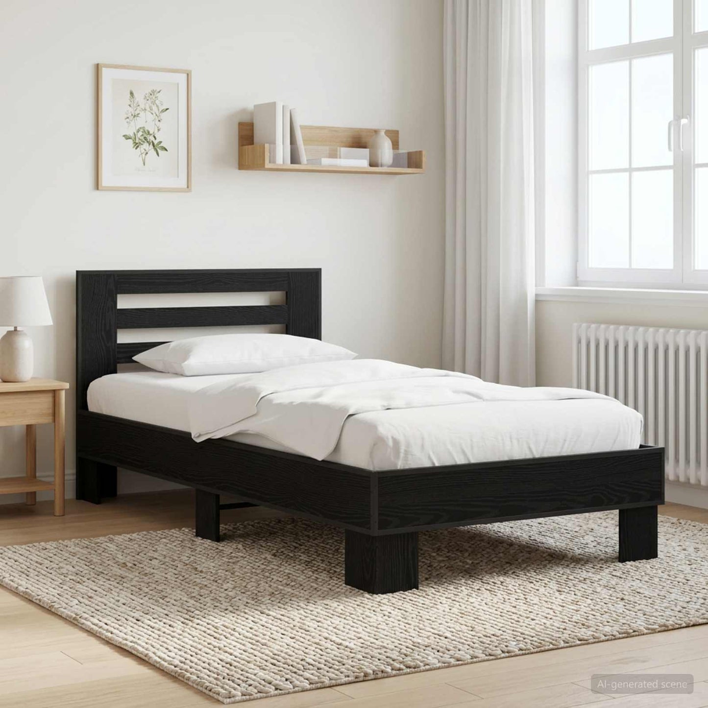 Rám Postele S Čelem Černý Dub 80 X 200 Cm Kompozitní Dřevo