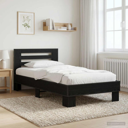 Rám Postele S Čelem Černý Dub 80 X 200 Cm Kompozitní Dřevo