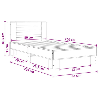 Rám Postele S Čelem Černý Dub 80 X 200 Cm Kompozitní Dřevo