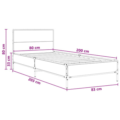 Rám Postele S Čelem Černý Dub 80 X 200 Cm Kompozitní Dřevo