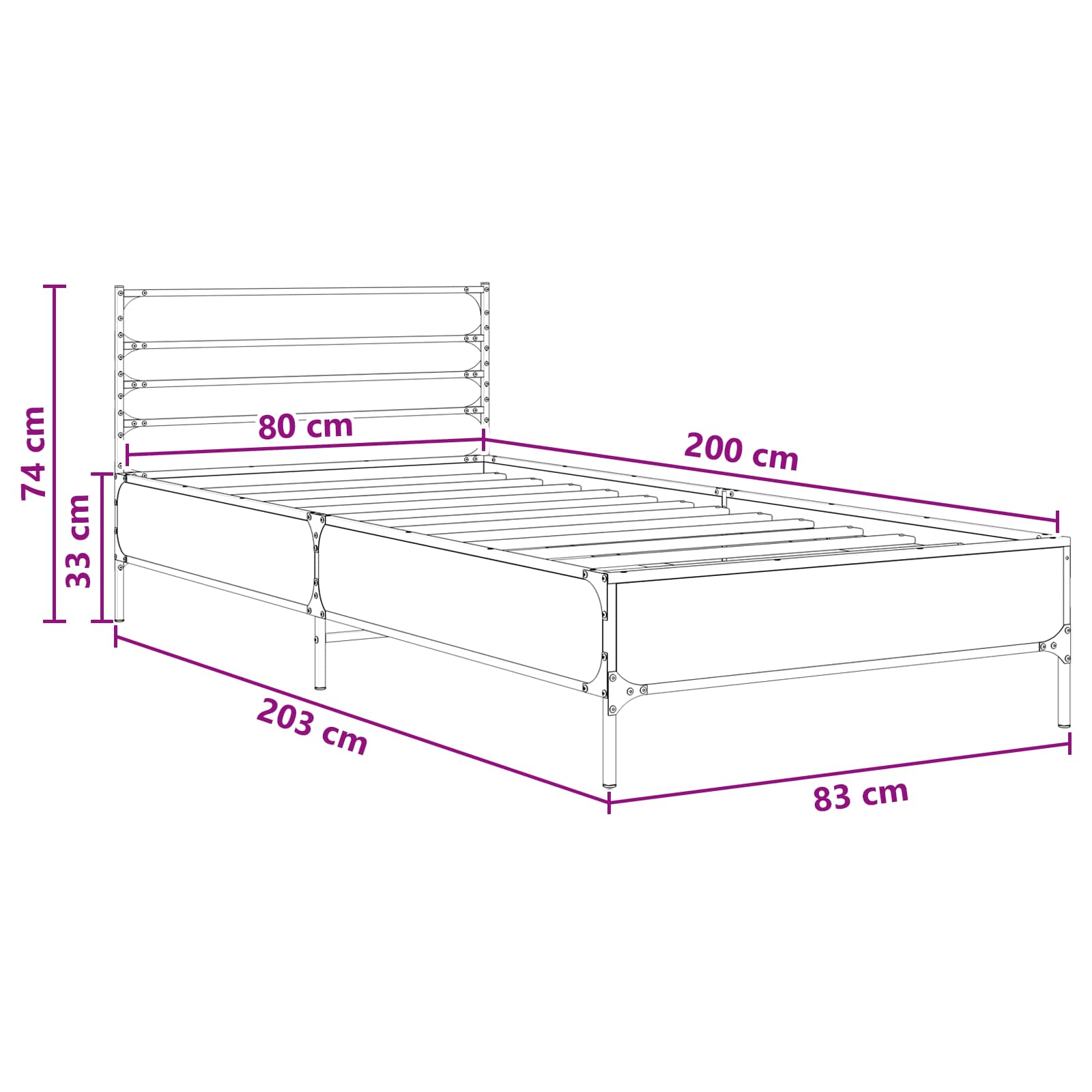 Rám Postele Kouřový Dub 80 X 200 Cm Kompozitní Dřevo
