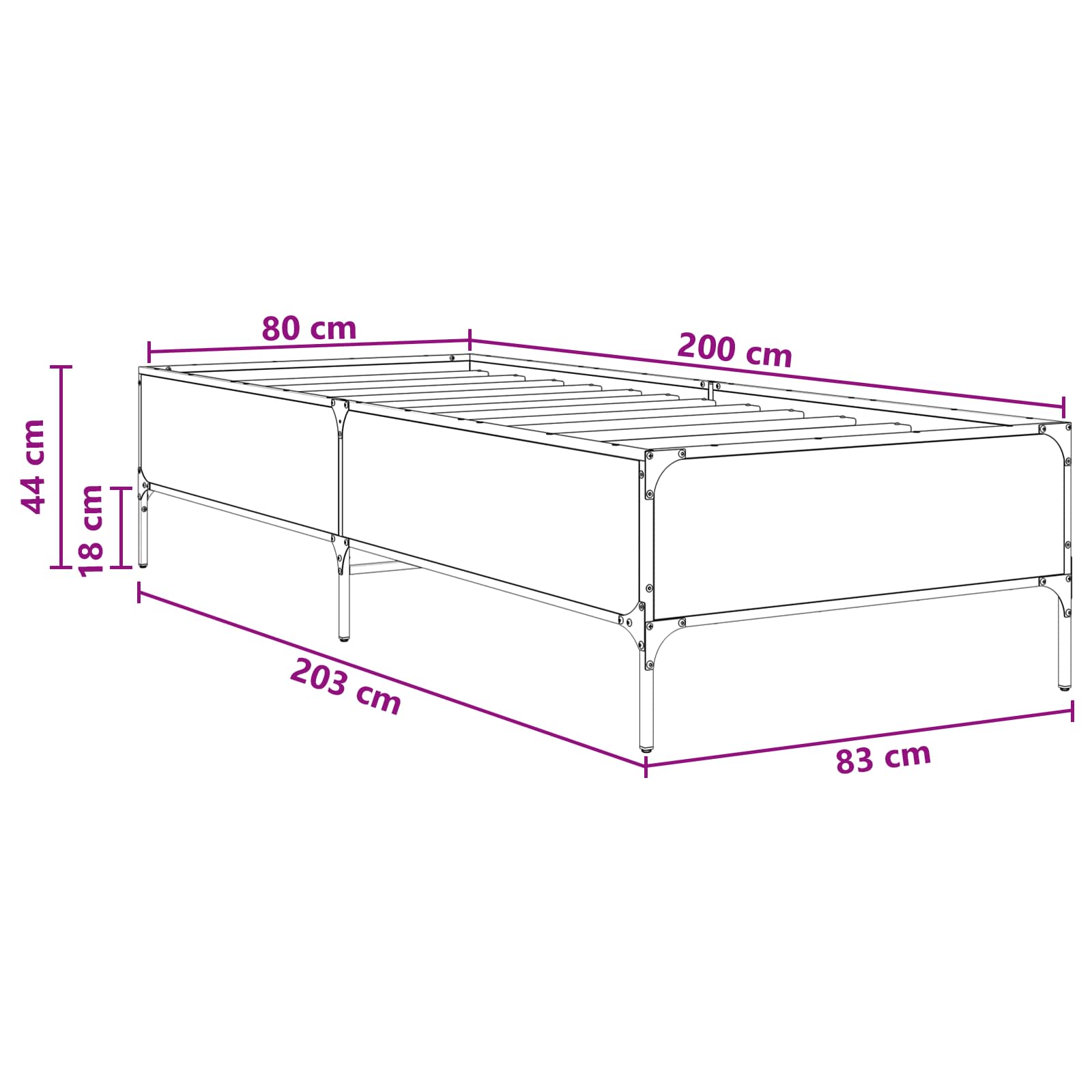 Rám Postele Dub Sonoma 80 X 200 Cm Kompozitní Dřevo