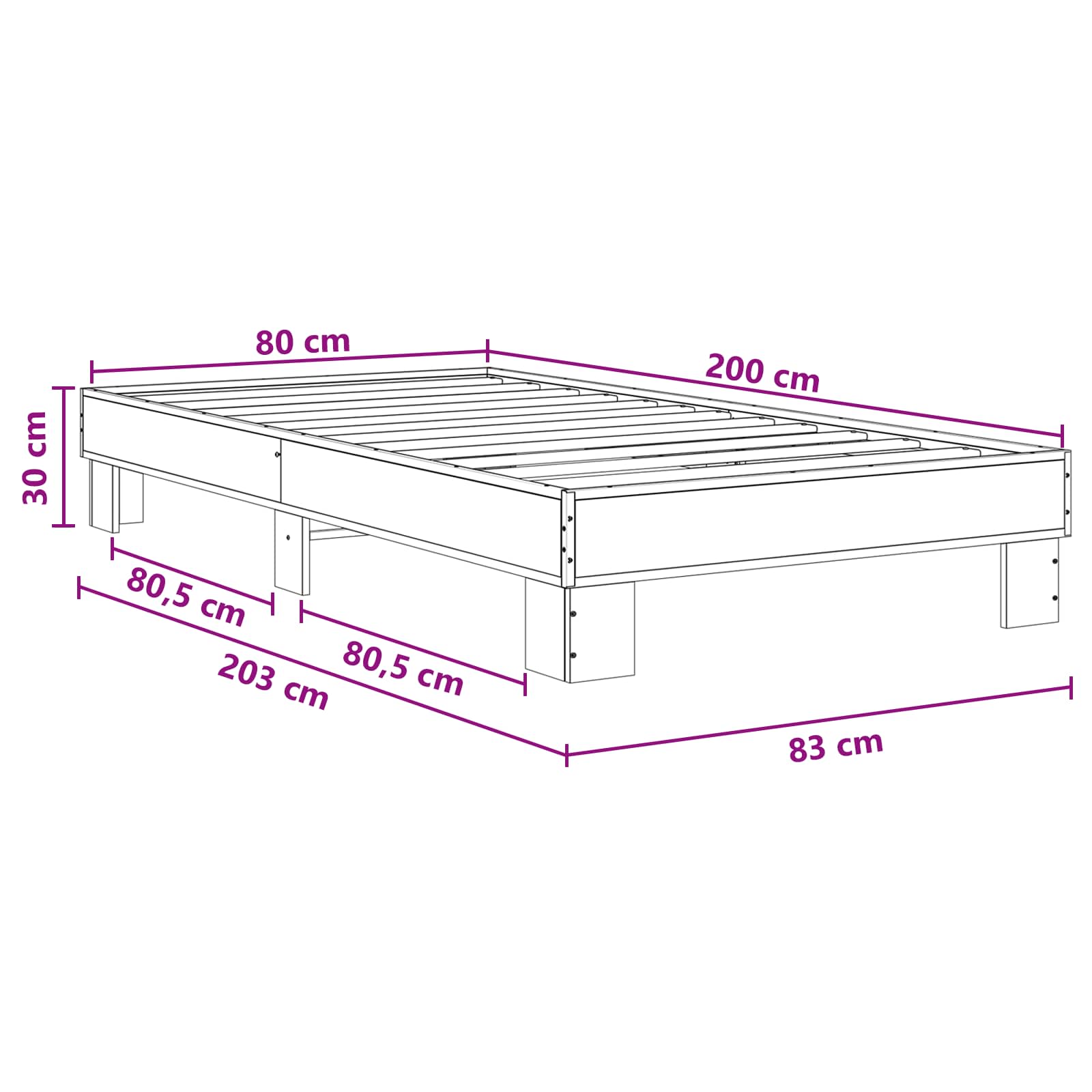 Rám Postele Dub Sonoma 80 X 200 Cm Kompozitní Dřevo