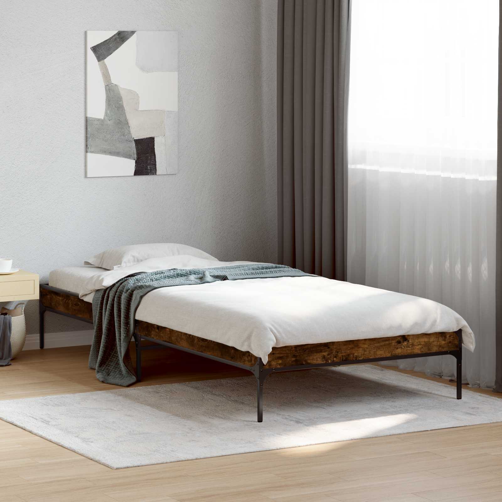 Rám Postele Kouřový Dub 80 X 200 Cm Kompozitní Dřevo