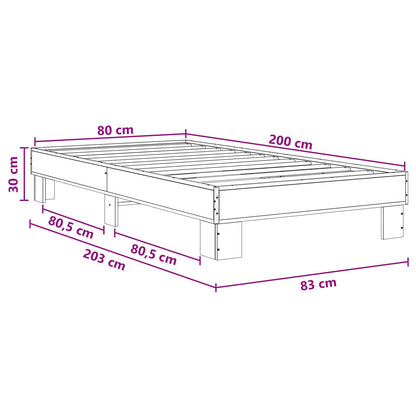 Rám Postele Černý Dub 80 X 200 Cm Kompozitní Dřevo