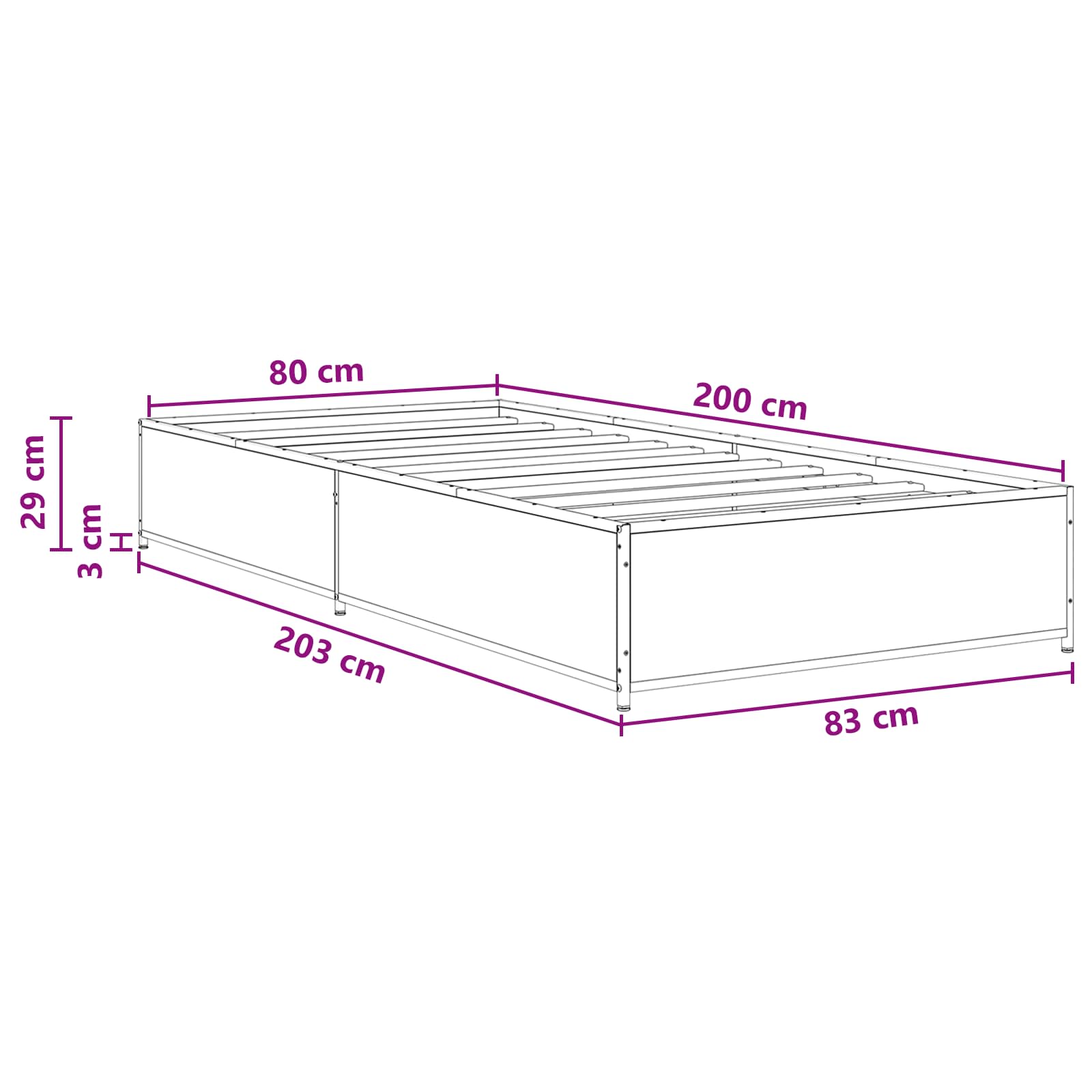 Rám Postele Dub Sonoma 80 X 200 Cm Kompozitní Dřevo