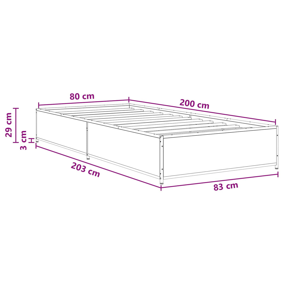 Rám Postele Šedý Sonoma 80 X 200 Cm Kompozitní Dřevo
