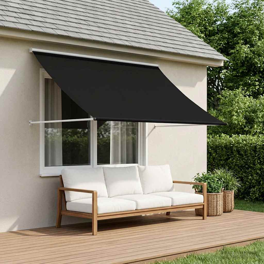 Markýza Černá 250 X 150 Cm 180 G / M² Polyester S Pu Povlakem
