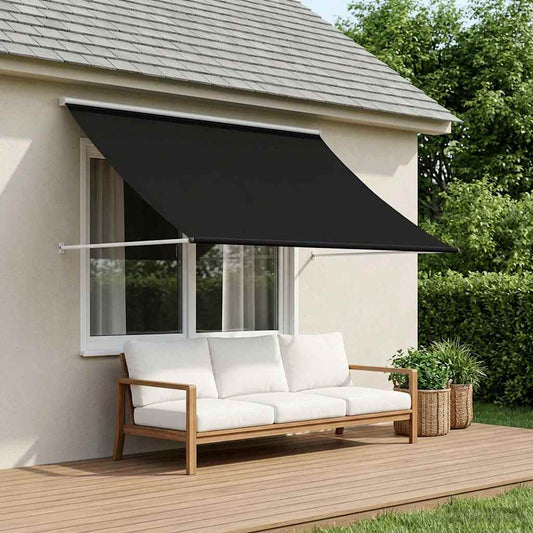Markýza Černá 250 X 150 Cm 180 G / M² Polyester S Pu Povlakem