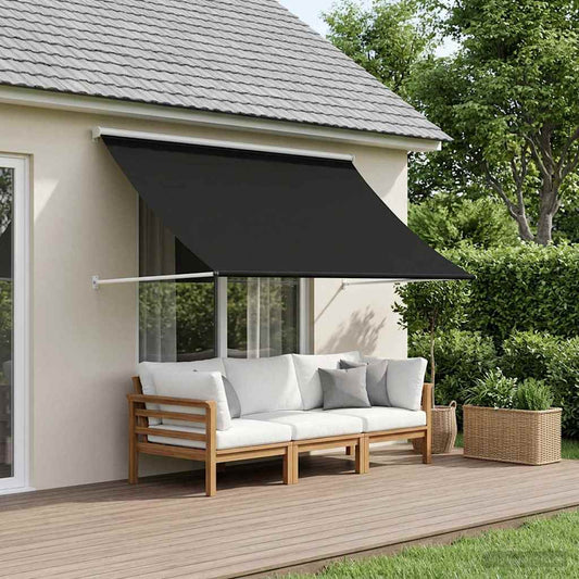 Markýza Černá 300 X 150 Cm 180 G / M² Polyester S Pu Povlakem