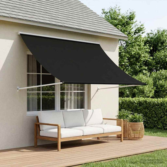 Markýza Černá 350 X 150 Cm 180 G / M² Polyester S Pu Povlakem