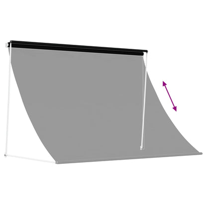 Markýza Černá 350 X 150 Cm 180 G / M² Polyester S Pu Povlakem