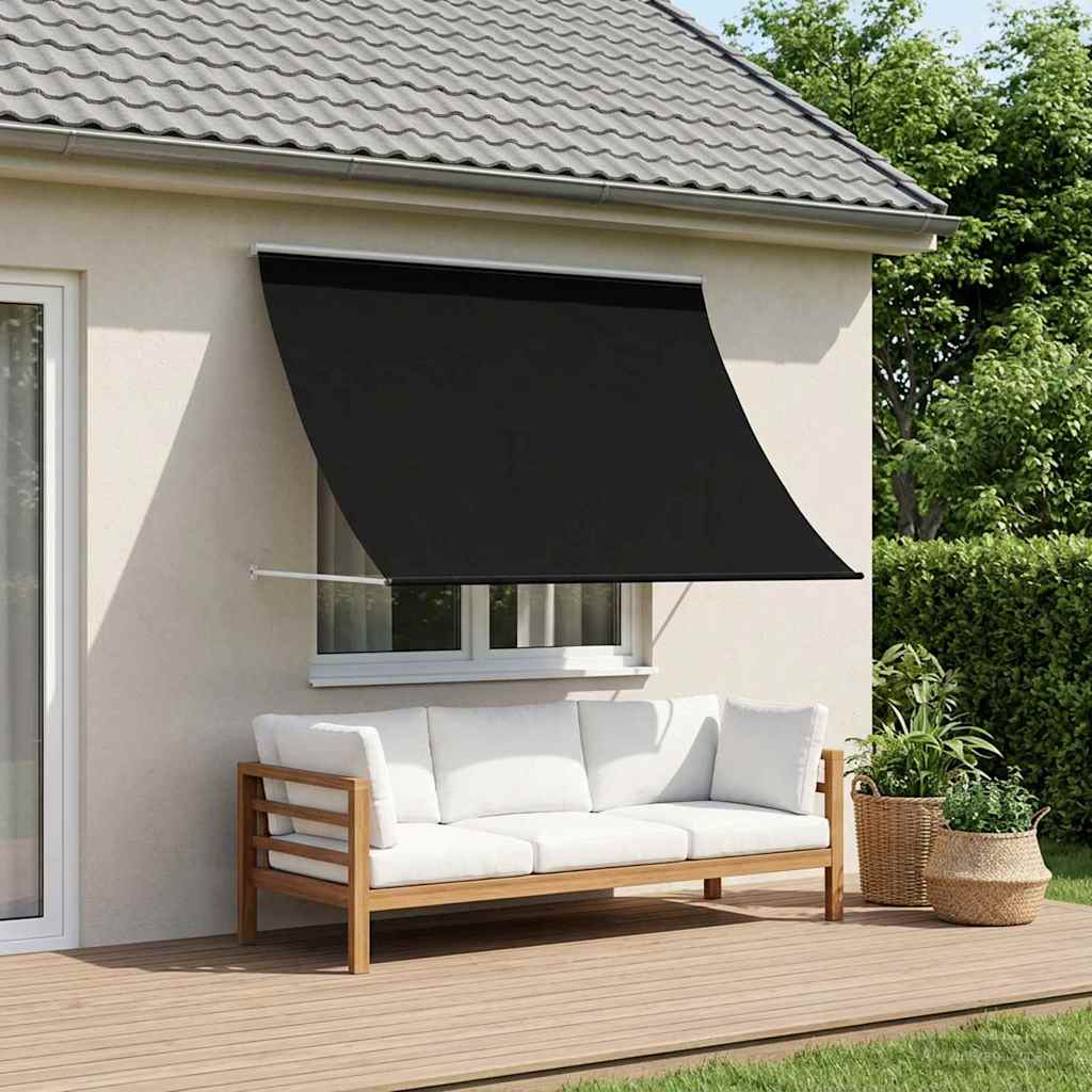 Markýza Černá 400 X 150 Cm 180 G / M² Polyester S Pu Povlakem