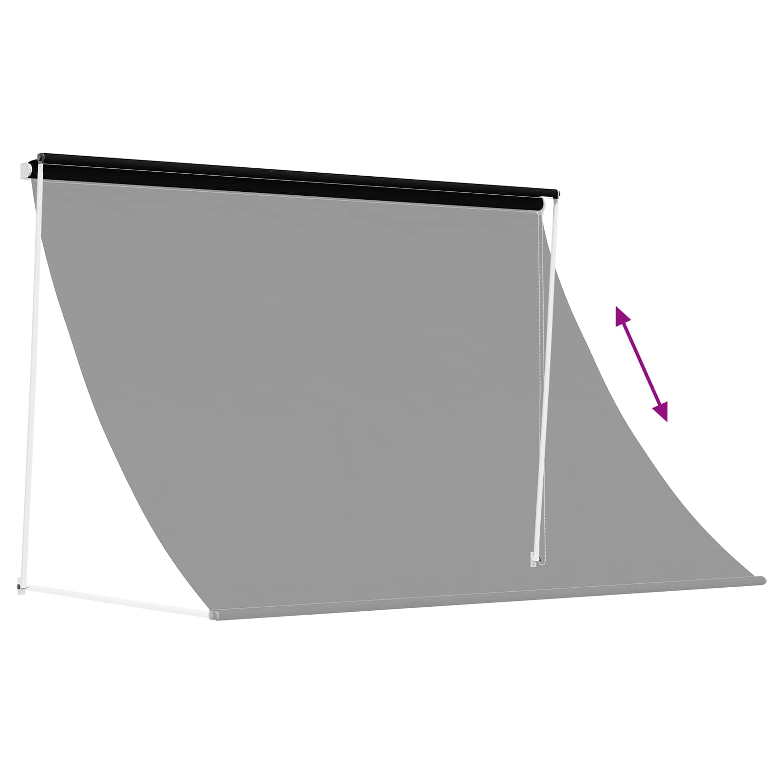 Markýza Černá 400 X 150 Cm 180 G / M² Polyester S Pu Povlakem