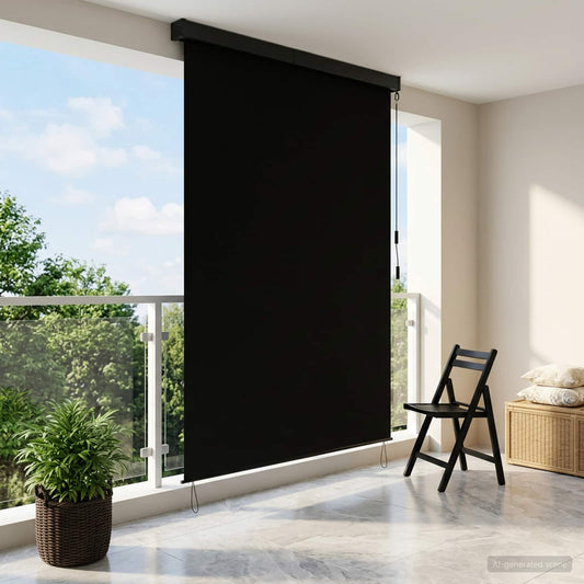 Roleta Černá 60 X 250 Cm Textil A Hliník