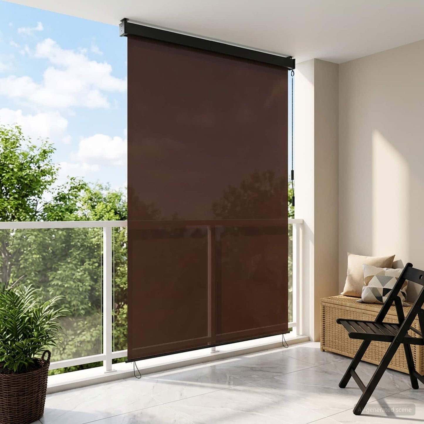 Roleta Hnědá 80 X 250 Cm Textil A Hliník