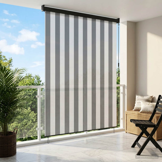 Roleta Antracitová A Bílá 80 X 250 Cm Textil A Hliník