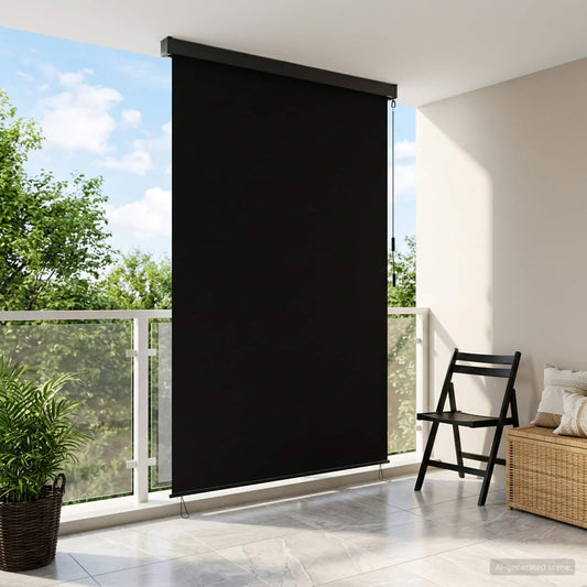 Roleta Černá 100 X 250 Cm Textil A Hliník