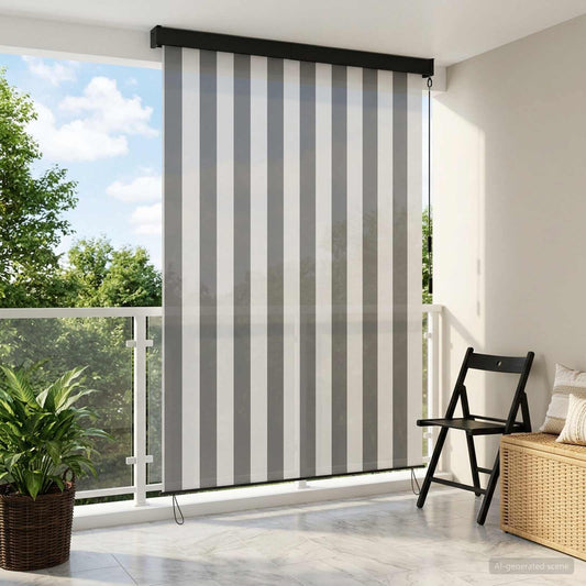 Roleta Antracitová A Bílá 100 X 250 Cm Textil A Hliník