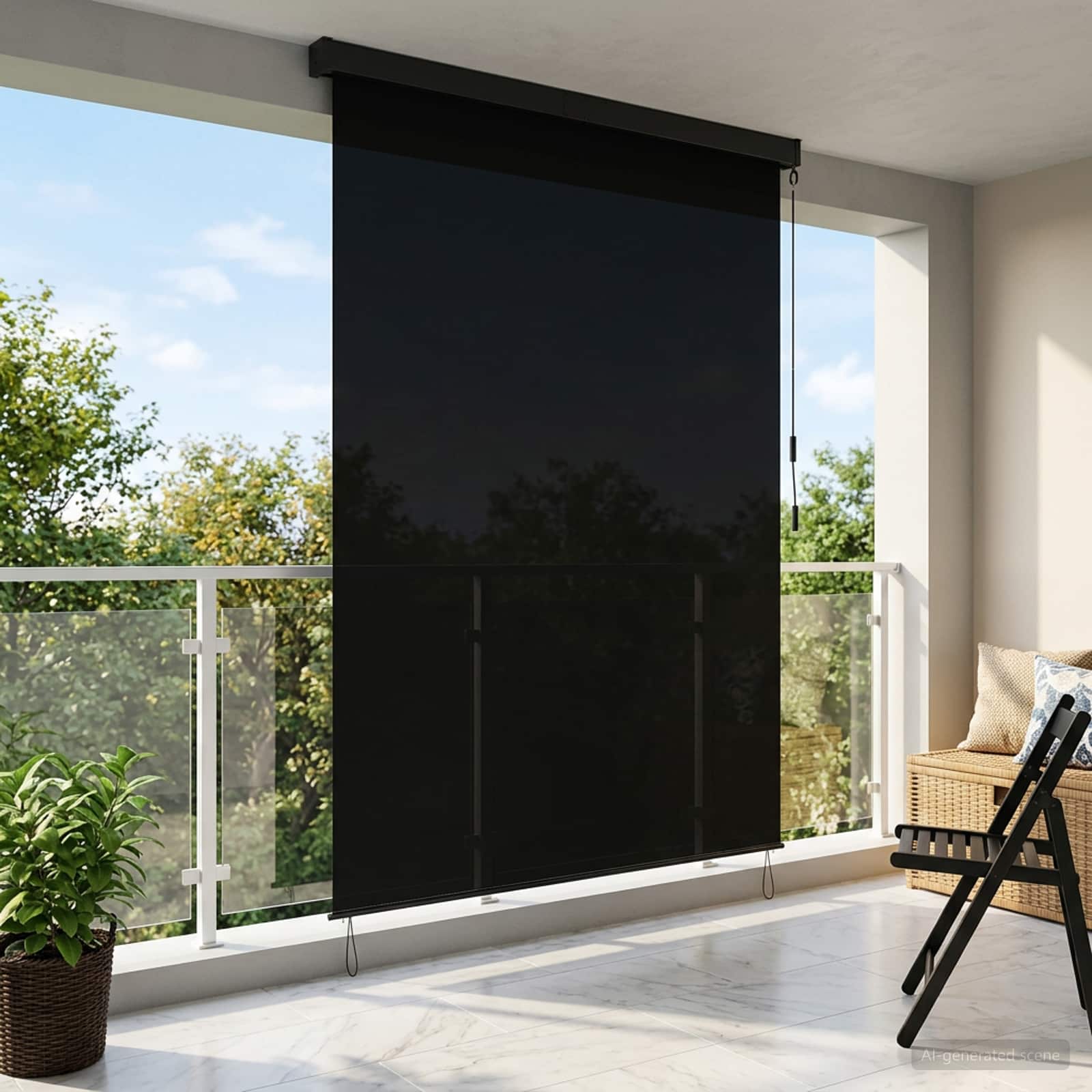 Roleta Černá 140 X 250 Cm Textil A Hliník