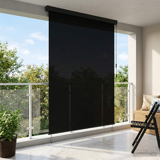 Roleta Černá 140 X 250 Cm Textil A Hliník